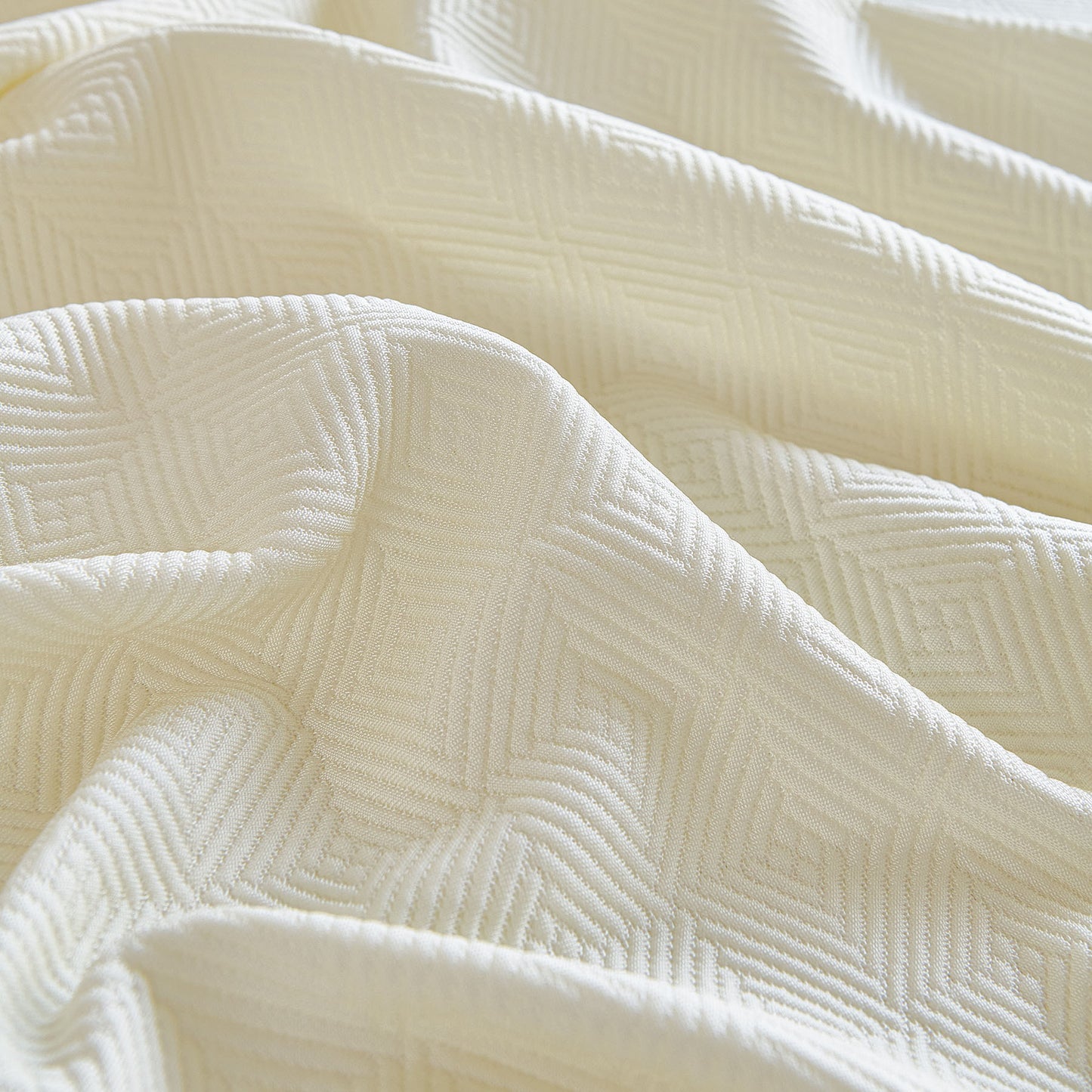 Cooling Ice Silk Soft Sofa Cover Blanket, Woven Geometric Textured Modern Couch Cover