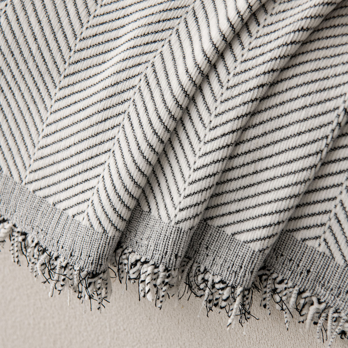Oversized Classic Textured Herringbone Sofa Throw Cover, Raised Woven Couch Protector