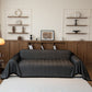 Oversized Classic Textured Herringbone Sofa Throw Cover, Raised Woven Couch Protector