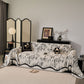 Oversized Abstract Brushstroke Sofa Throw Cover, Woven L Shaped Sectional Couch Cover