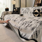 Oversized Abstract Brushstroke Sofa Throw Cover, Woven L Shaped Sectional Couch Cover