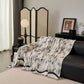 Oversized Abstract Brushstroke Sofa Throw Cover, Woven L Shaped Sectional Couch Cover