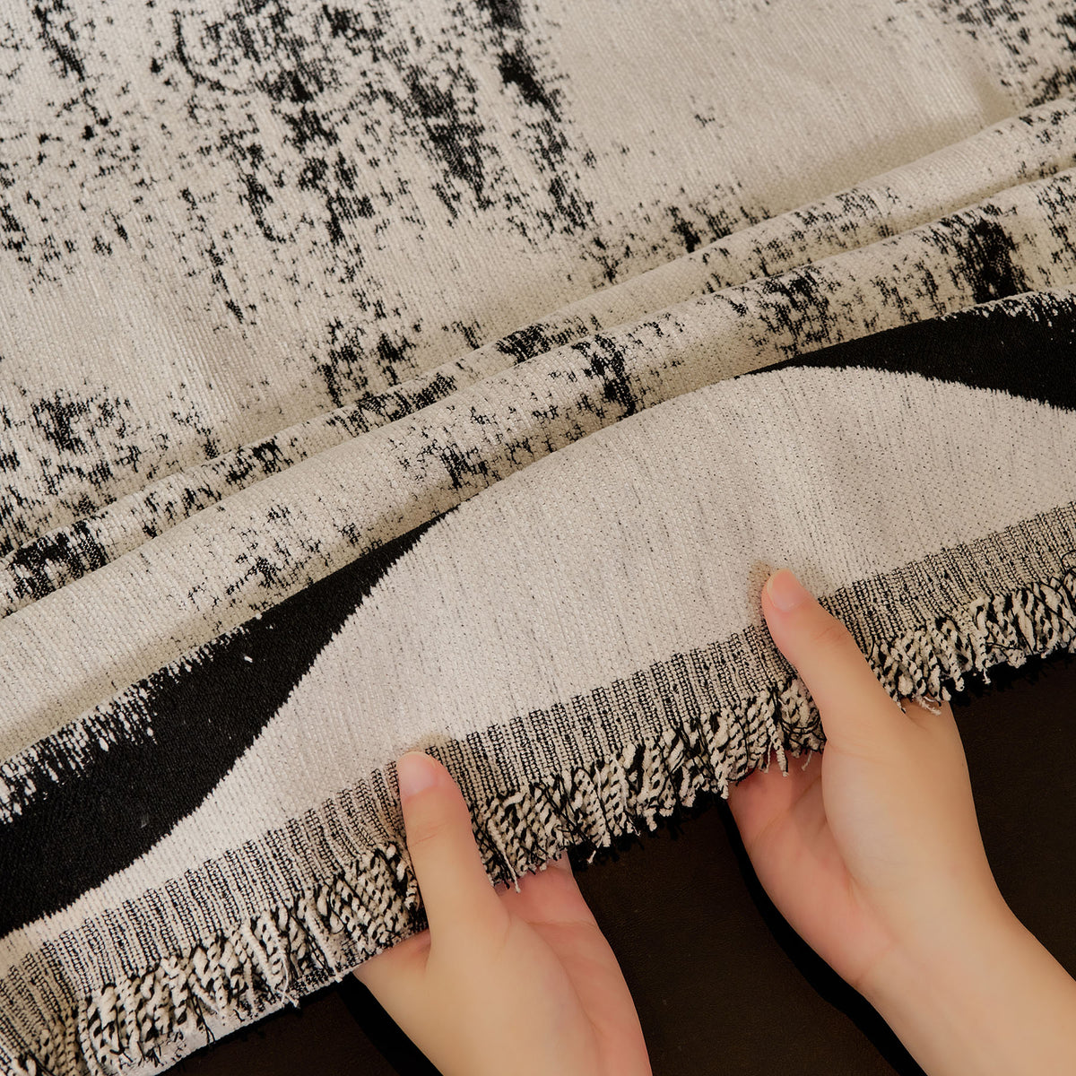 Oversized Abstract Brushstroke Sofa Throw Cover, Woven L Shaped Sectional Couch Cover