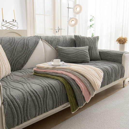Winter Thickened Non-slip Blanket, Three-Dimensional Embossed Cotton Velvet Sofa Cover
