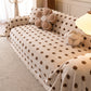Plush Fleece Sofa Cover Throw, Soft Textured Polka Dot Couch Protector Blanket for Pets