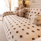 Plush Fleece Sofa Cover Throw, Soft Textured Polka Dot Couch Protector Blanket for Pets