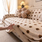 Plush Fleece Sofa Cover Throw, Soft Textured Polka Dot Couch Protector Blanket for Pets