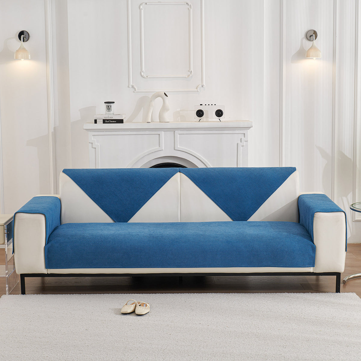 Water-Resistant Waffle Textured Sofa Cover, Non-Slip Couch Protector for Pets & Kids