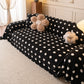 Plush Fleece Sofa Cover Throw, Soft Textured Polka Dot Couch Protector Blanket for Pets