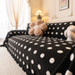 Plush Fleece Sofa Cover Throw, Soft Textured Polka Dot Couch Protector Blanket for Pets