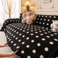 Plush Fleece Sofa Cover Throw, Soft Textured Polka Dot Couch Protector Blanket for Pets
