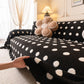 Plush Fleece Sofa Cover Throw, Soft Textured Polka Dot Couch Protector Blanket for Pets