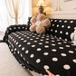 Plush Fleece Sofa Cover Throw, Soft Textured Polka Dot Couch Protector Blanket for Pets