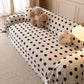 Plush Fleece Sofa Cover Throw, Soft Textured Polka Dot Couch Protector Blanket for Pets
