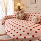 Plush Fleece Sofa Cover Throw, Soft Textured Polka Dot Couch Protector Blanket for Pets
