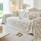 Boho Botanical Plush Sofa Throw Cover, Textured Leaf Pattern Slip Covers for Furniture