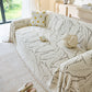 Boho Botanical Plush Sofa Throw Cover, Textured Leaf Pattern Slip Covers for Furniture
