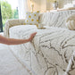 Boho Botanical Plush Sofa Throw Cover, Textured Leaf Pattern Slip Covers for Furniture