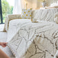Boho Botanical Plush Sofa Throw Cover, Textured Leaf Pattern Slip Covers for Furniture