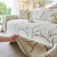 Boho Botanical Plush Sofa Throw Cover, Textured Leaf Pattern Slip Covers for Furniture