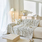 Boho Botanical Plush Sofa Throw Cover, Textured Leaf Pattern Slip Covers for Furniture
