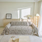 Boho Botanical Plush Sofa Throw Cover, Textured Leaf Pattern Slip Covers for Furniture