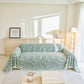 Boho Botanical Plush Sofa Throw Cover, Textured Leaf Pattern Slip Covers for Furniture