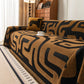 Modern Boho Chenille Sofa Cover Throw Blanket, Abstract Geometric Pattern Couch Cover