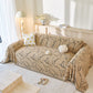 Boho Botanical Plush Sofa Throw Cover, Textured Leaf Pattern Slip Covers for Furniture