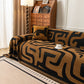 Modern Boho Chenille Sofa Cover Throw Blanket, Abstract Geometric Pattern Couch Cover