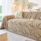 Boho Botanical Plush Sofa Throw Cover, Textured Leaf Pattern Slip Covers for Furniture
