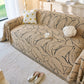 Boho Botanical Plush Sofa Throw Cover, Textured Leaf Pattern Slip Covers for Furniture