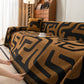 Modern Boho Chenille Sofa Cover Throw Blanket, Abstract Geometric Pattern Couch Cover