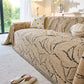 Boho Botanical Plush Sofa Throw Cover, Textured Leaf Pattern Slip Covers for Furniture