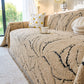 Boho Botanical Plush Sofa Throw Cover, Textured Leaf Pattern Slip Covers for Furniture
