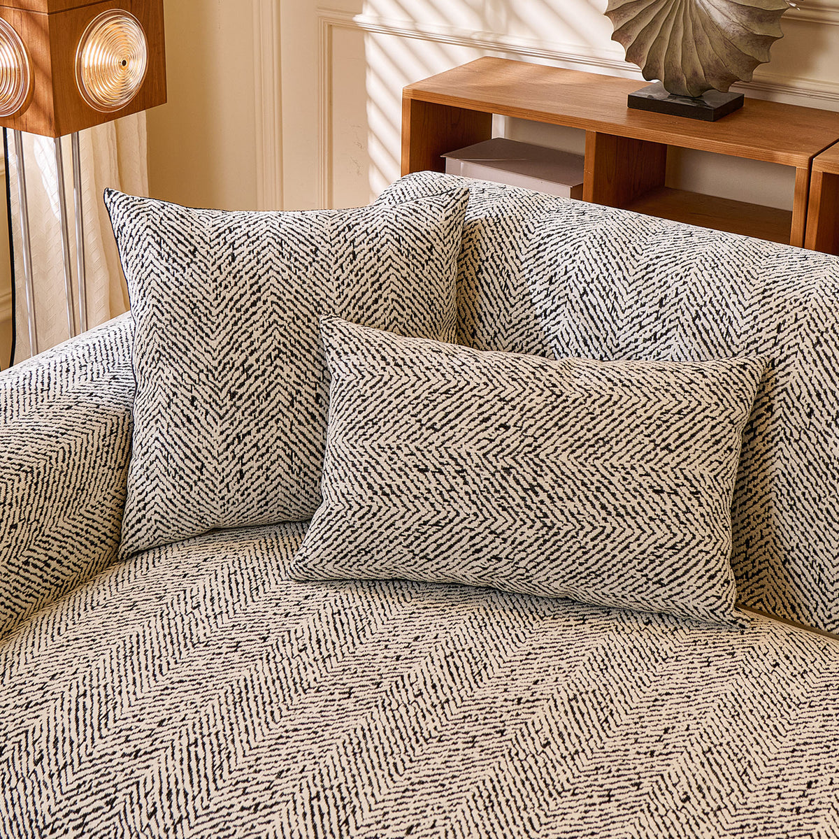Chenille Herringbone Sofa Protector, Soft Non-Slip Couch Cover with Silicone Backing