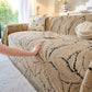 Boho Botanical Plush Sofa Throw Cover, Textured Leaf Pattern Slip Covers for Furniture