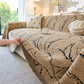 Boho Botanical Plush Sofa Throw Cover, Textured Leaf Pattern Slip Covers for Furniture