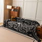 Modern Boho Chenille Sofa Cover Throw Blanket, Abstract Geometric Pattern Couch Cover