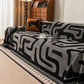 Modern Boho Chenille Sofa Cover Throw Blanket, Abstract Geometric Pattern Couch Cover