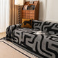 Modern Boho Chenille Sofa Cover Throw Blanket, Abstract Geometric Pattern Couch Cover