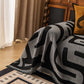 Modern Boho Chenille Sofa Cover Throw Blanket, Abstract Geometric Pattern Couch Cover