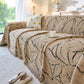 Boho Botanical Plush Sofa Throw Cover, Textured Leaf Pattern Slip Covers for Furniture