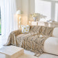 Boho Botanical Plush Sofa Throw Cover, Textured Leaf Pattern Slip Covers for Furniture
