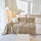 Boho Botanical Plush Sofa Throw Cover, Textured Leaf Pattern Slip Covers for Furniture