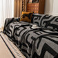 Modern Boho Chenille Sofa Cover Throw Blanket, Abstract Geometric Pattern Couch Cover