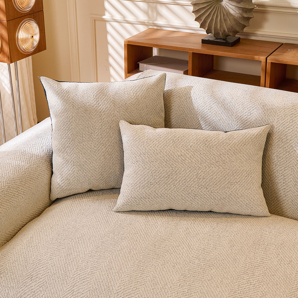 Chenille Herringbone Sofa Protector, Soft Non-Slip Couch Cover with Silicone Backing