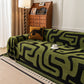 Modern Boho Chenille Sofa Cover Throw Blanket, Abstract Geometric Pattern Couch Cover