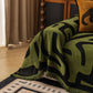 Modern Boho Chenille Sofa Cover Throw Blanket, Abstract Geometric Pattern Couch Cover