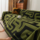 Modern Boho Chenille Sofa Cover Throw Blanket, Abstract Geometric Pattern Couch Cover